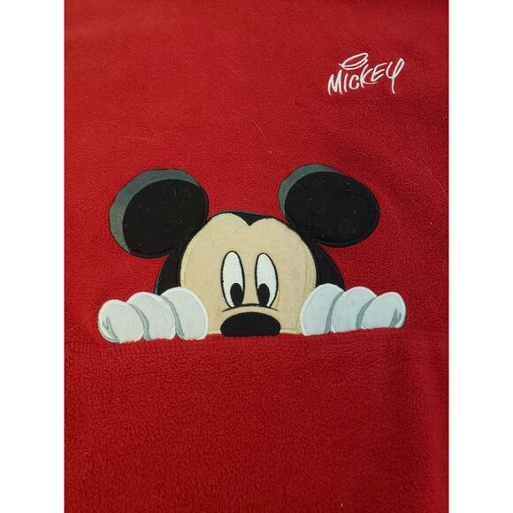 Disney Red Mickey Mouse Sweatshirt Mens Large Fleece Hoodie Kangaroo Pocket - Picture 2 of 16